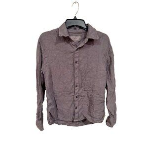Abercrombie & Fitch Linen Collection Button Up Shirt XS Gray Long Sleeve